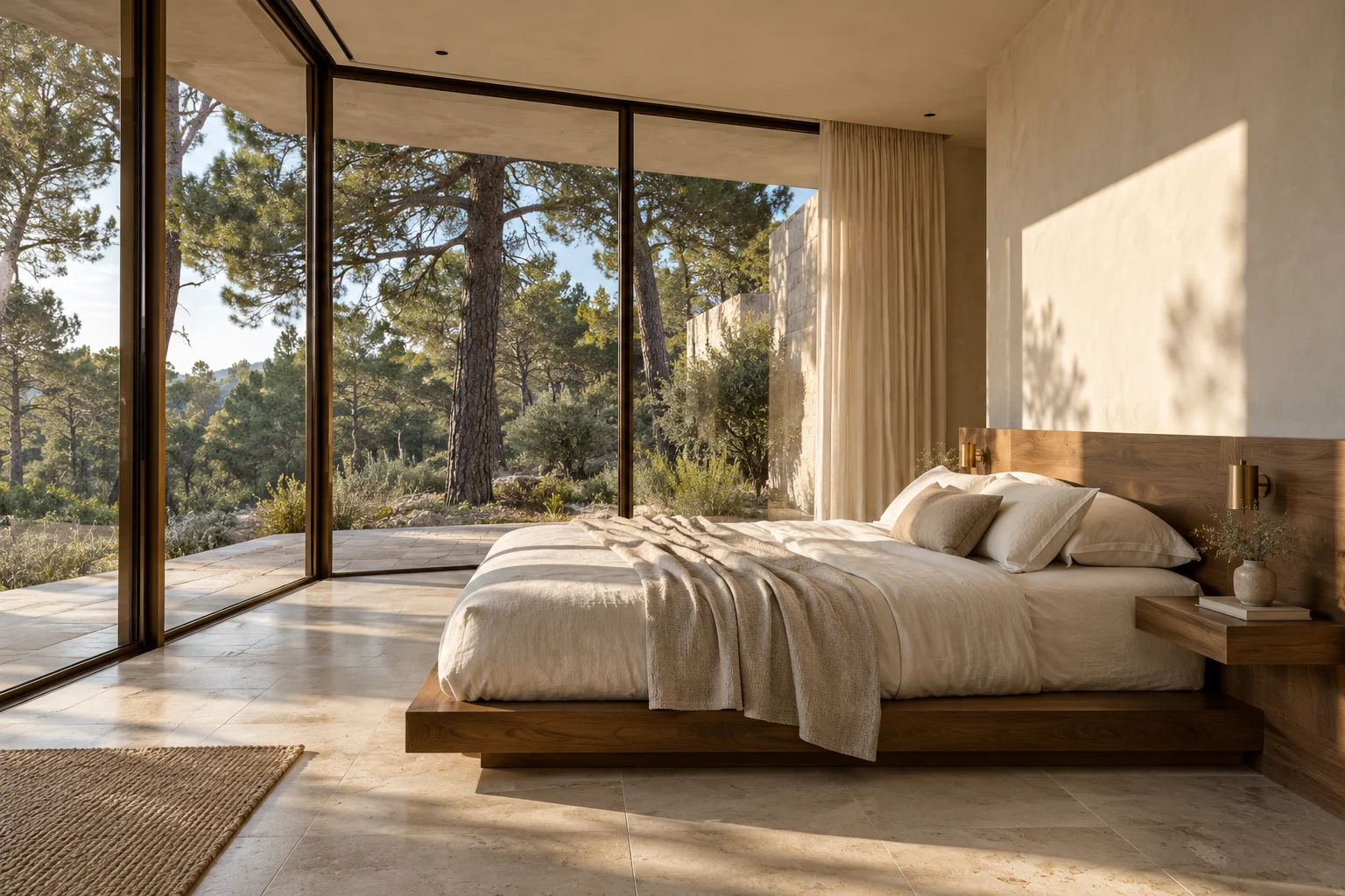 Retreat bedroom overlooking trees